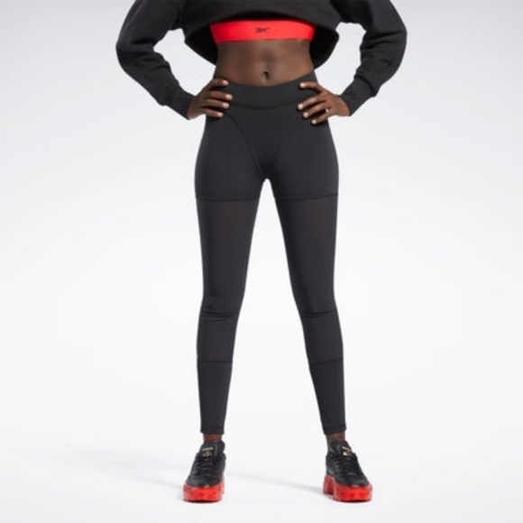Reebok Pants - Reebok X Cardi B Mesh High Rise Leggings Black Women Small NWOT